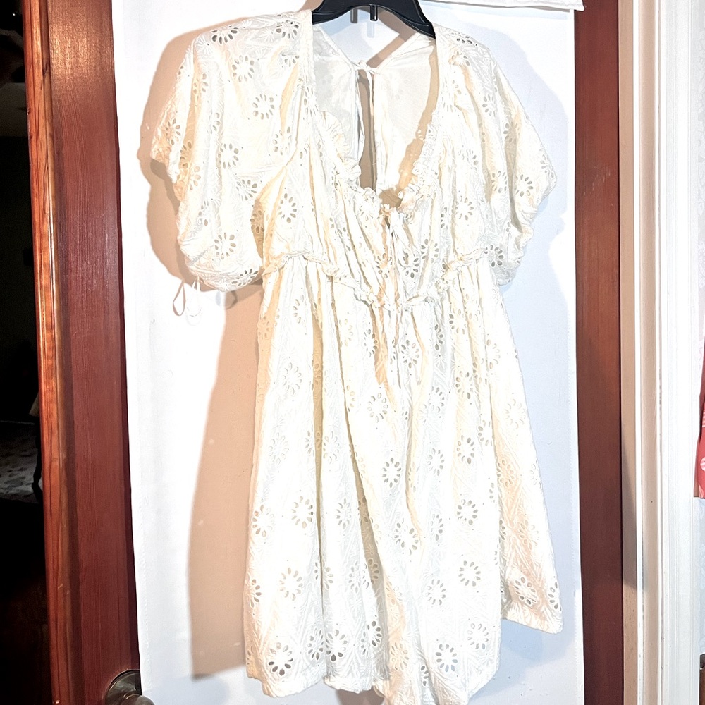 NWT Anthropologie Pilcro Puff-Sleeve Babydoll Shorts Romper